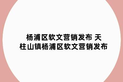 杨浦区软文营销发布 天柱山镇杨浦区软文营销发布